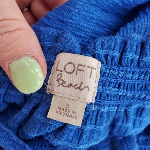 LOFT Beach Vibrant Royal Blue Tiered Ruffle Midi Dress Women's Size Small NWOT - Picture 3 of 12